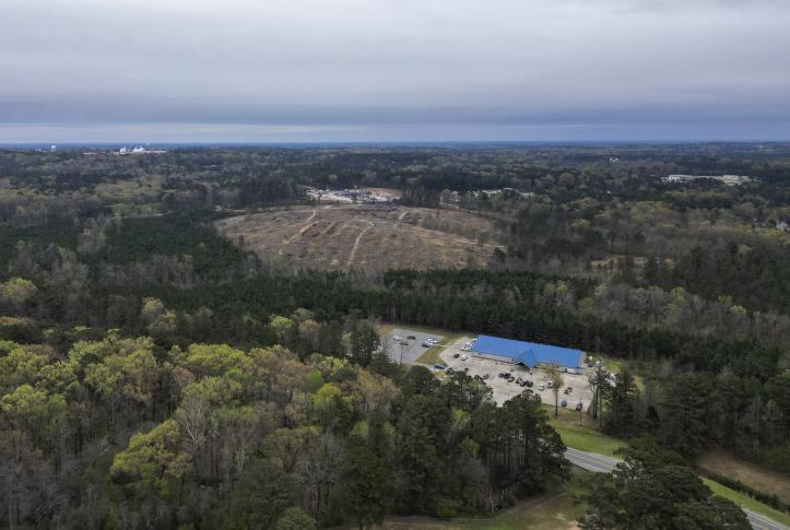 Mainline Health Monticello Clinic in southeast Arkansas seen from above